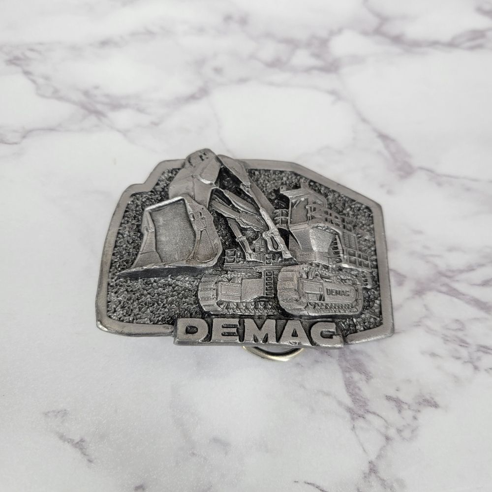Demag Front Power Shovel Excavator Mining Mine 1980s Vintage Belt Buckle